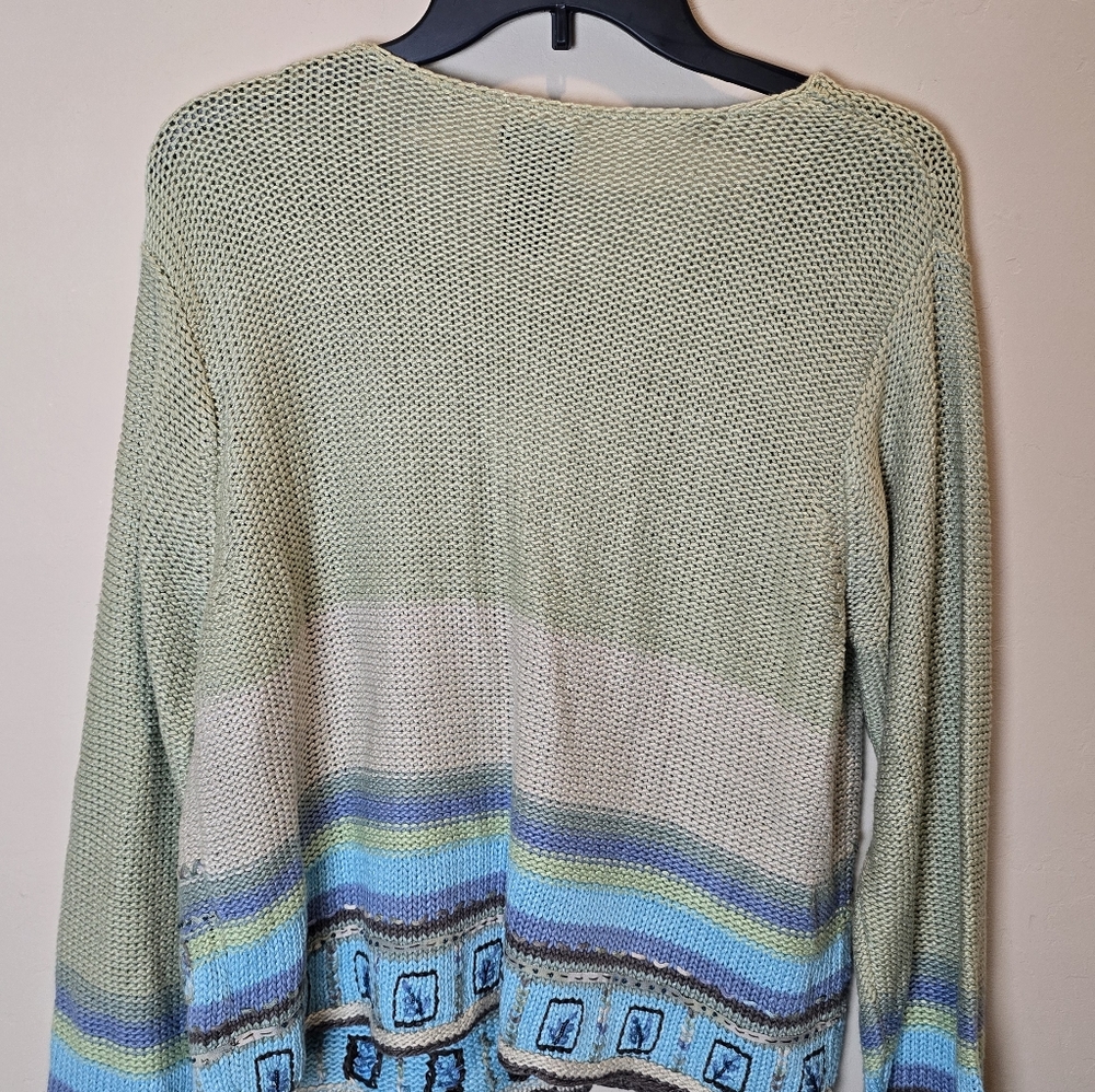 Vintage Sigrid Olsen Sport Women's Green and Blue Patterned Sweater NWT - Picture 3 of 7